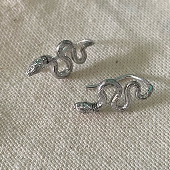 Sterling silver snake earrings - Picture 4 of 4